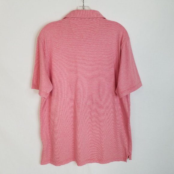 Peter Millar Crown Soft Pink Striped Polo Shirt Mens Size Large - Picture 3 of 4